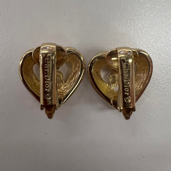 Christian Dior Authentic Clip on Heart Shape Earrings gold tone - Picture 2 of 4